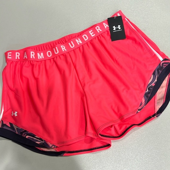 Under Armour Women's XXL Play Up 3.0 Shorts Loose Black Pink Coral NWT - Picture 1 of 8